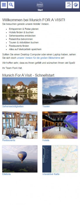 Startseite von Munich FOR A VISIT Mobil